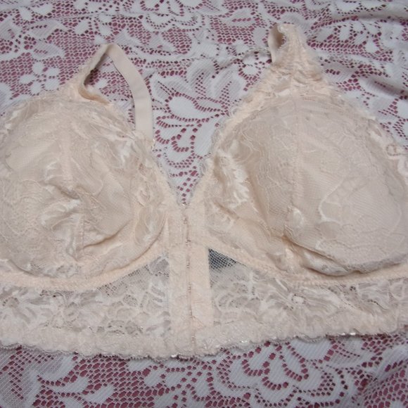 FREE W/BUNDLE Rene Rolf Front Hook Lace Bralette Blush Pink Sz 2X One Per Order - Picture 1 of 6